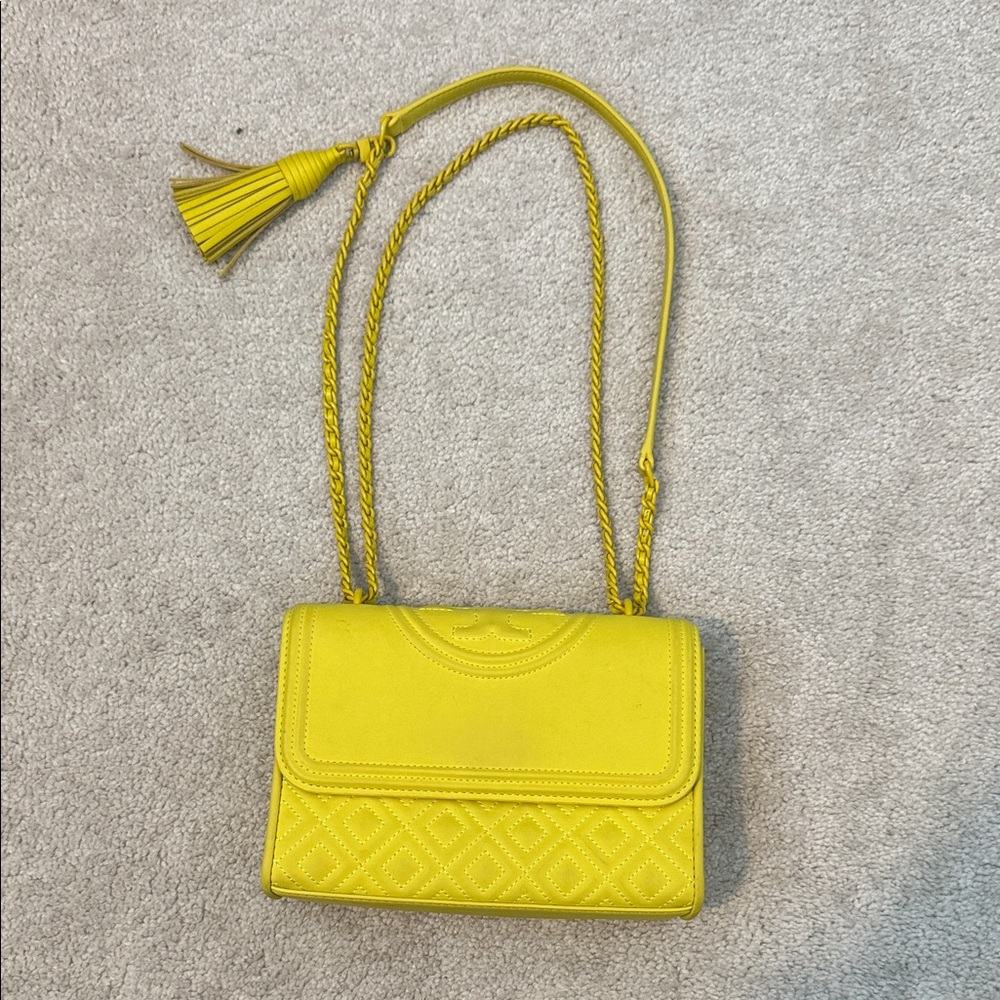 Tory Burch Fleming matte yellow shoulder bag